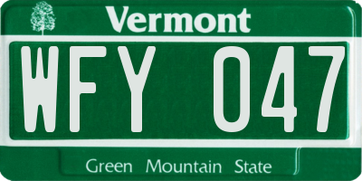 VT license plate WFY047