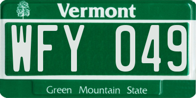 VT license plate WFY049