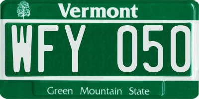 VT license plate WFY050