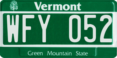 VT license plate WFY052