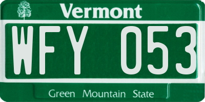 VT license plate WFY053