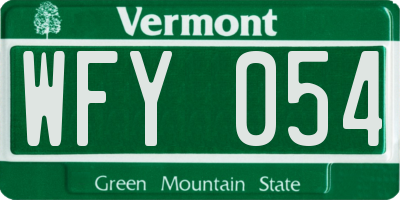 VT license plate WFY054