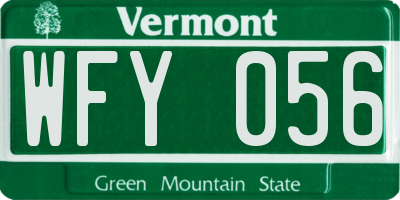 VT license plate WFY056