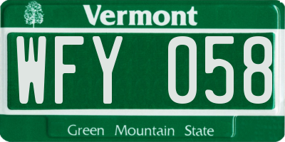 VT license plate WFY058