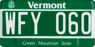 VT license plate WFY060