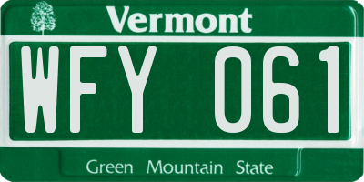 VT license plate WFY061