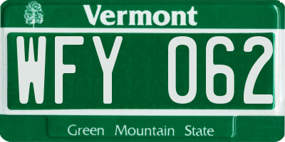 VT license plate WFY062