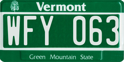 VT license plate WFY063
