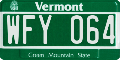 VT license plate WFY064