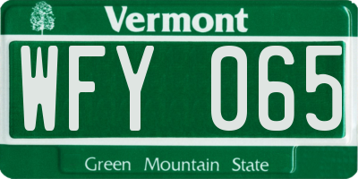 VT license plate WFY065