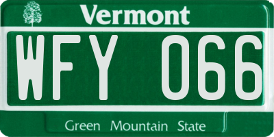 VT license plate WFY066