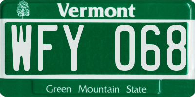 VT license plate WFY068