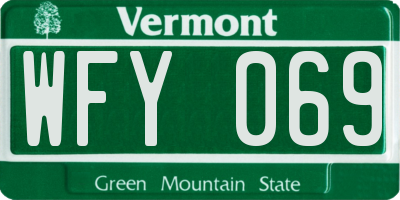 VT license plate WFY069