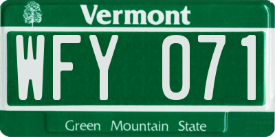 VT license plate WFY071