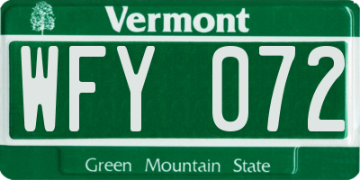 VT license plate WFY072