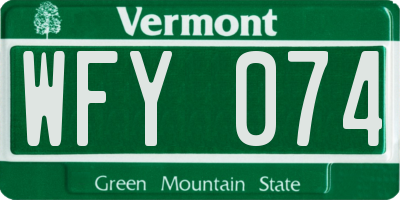 VT license plate WFY074