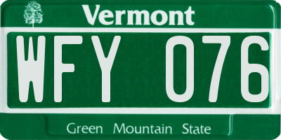 VT license plate WFY076