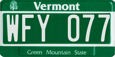 VT license plate WFY077