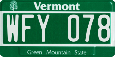 VT license plate WFY078
