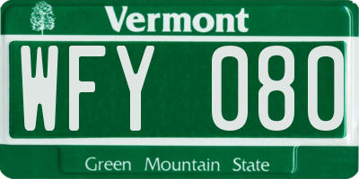 VT license plate WFY080