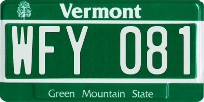 VT license plate WFY081