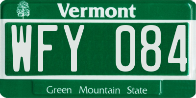 VT license plate WFY084