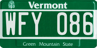 VT license plate WFY086