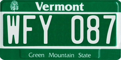 VT license plate WFY087