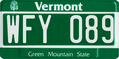 VT license plate WFY089