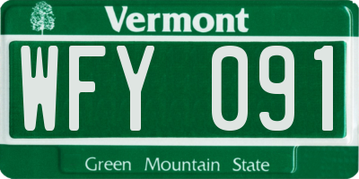 VT license plate WFY091