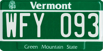 VT license plate WFY093