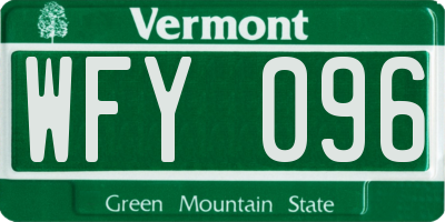 VT license plate WFY096