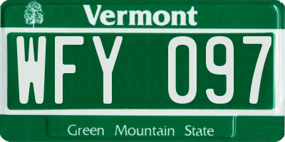 VT license plate WFY097