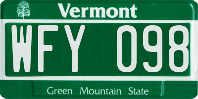 VT license plate WFY098