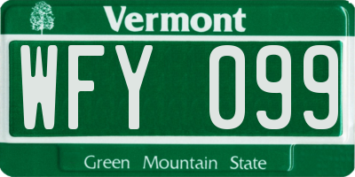 VT license plate WFY099