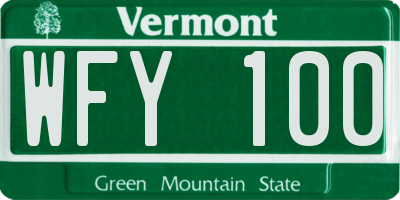 VT license plate WFY100