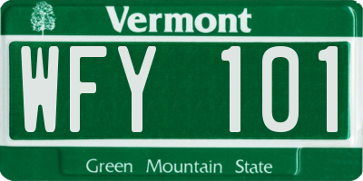 VT license plate WFY101