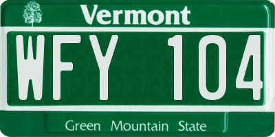 VT license plate WFY104
