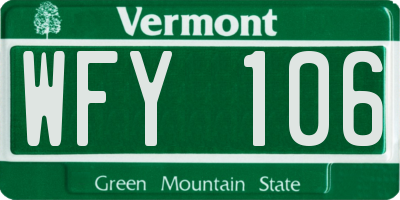 VT license plate WFY106