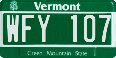 VT license plate WFY107
