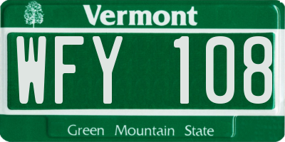 VT license plate WFY108