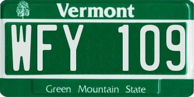 VT license plate WFY109