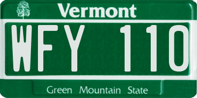 VT license plate WFY110