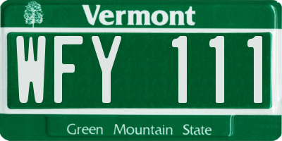 VT license plate WFY111