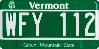 VT license plate WFY112