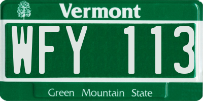 VT license plate WFY113