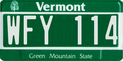 VT license plate WFY114