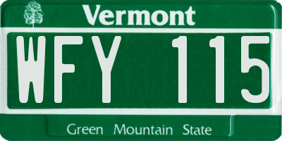 VT license plate WFY115
