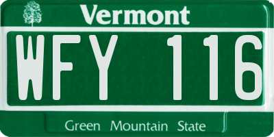 VT license plate WFY116