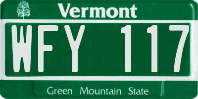 VT license plate WFY117
